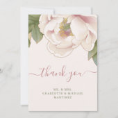 Blush Peony Roos Floral Weddenschap Hartelijk dank Bedankkaart (Voorkant)