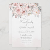 Blush Peony Silver Eucalyptus Weddenschap Kaart (Voorkant / Achterkant)