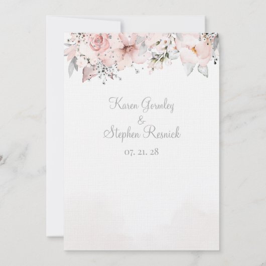 Blush Peony Silver Eucalyptus Weddenschap Kaart (Achterkant)