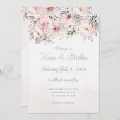 Blush Peony Silver Eucalyptus Weddenschap Kaart (Voorkant / Achterkant)