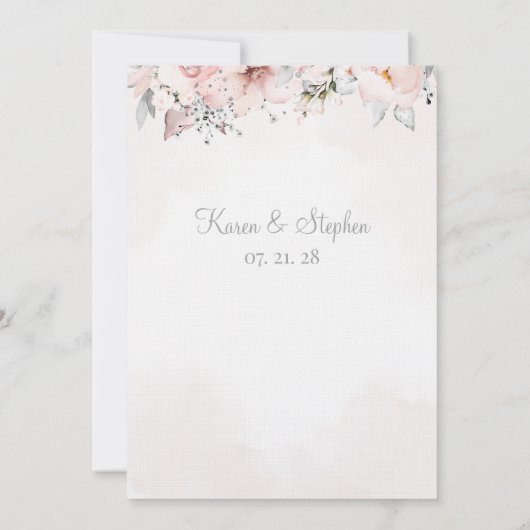 Blush Peony Silver Eucalyptus Weddenschap Kaart (Achterkant)