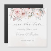 Blush Peony Silver Eucalyptus Weddenschap redt de  Magnetische Uitnodiging (Voorkant / Achterkant)