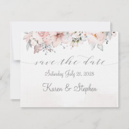 Blush Peony Silver Eucalyptus Weddenschap redt de Save The Date
