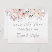 Blush Peony Silver Eucalyptus Weddenschap redt de Save The Date (Voorkant / Achterkant)