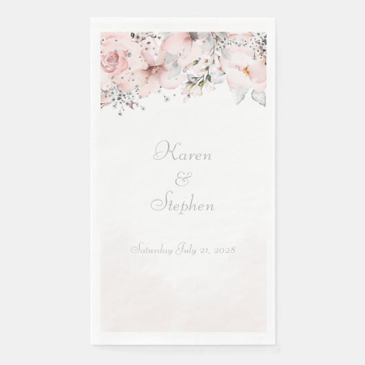 Blush Peony Silver Eucalyptus Weddenschap Servet (Voorkant)