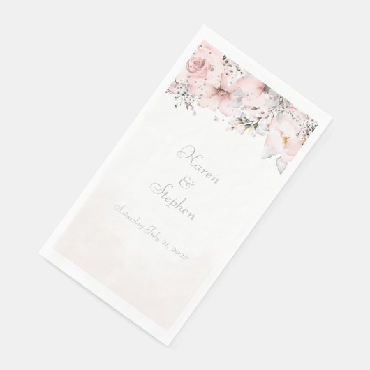 Blush Peony Silver Eucalyptus Weddenschap Servet (Hoek)