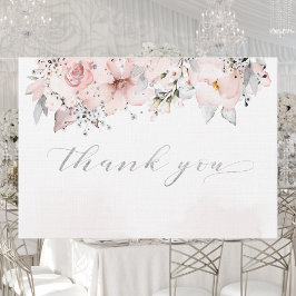 Blush Peony Silver Greenery Weddenschap Hartelijk Bedankkaart
