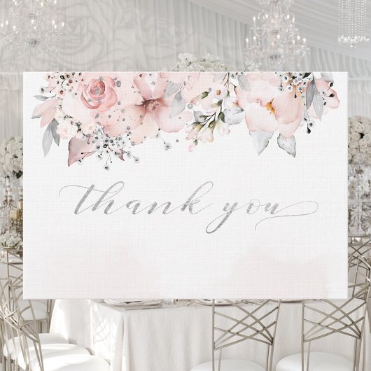 Blush Peony Silver Greenery Weddenschap Hartelijk  Bedankkaart