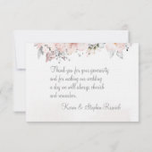 Blush Peony Silver Greenery Weddenschap Hartelijk  Bedankkaart (Achterkant)