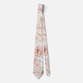Blush Peony Watercolor Floral Wedding Stropdas (Voorkant)