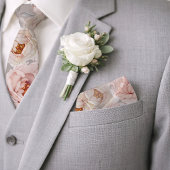 Blush Peony Watercolor Floral Wedding Stropdas