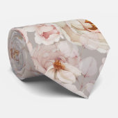 Blush Peony Watercolor Floral Wedding Stropdas (Opgerold)