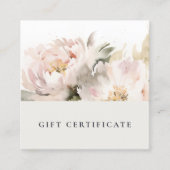 Blush Peony Waterverf Bloemen Cadeaubon Vierkante Visitekaartje (Voorkant)