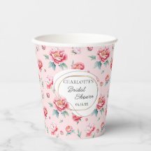 Blush Peony Waterverf Vrijgezellenfeest Paper Cup
