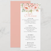 Blush Peony Wedding Menu Card (Voorkant / Achterkant)