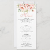 Blush Peony Wedding Menu Card (Voorkant)