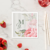Blush Peony Wedding Monogram | Chic Floral Paper Servet (Insitu)