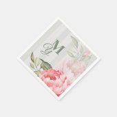 Blush Peony Wedding Monogram | Chic Floral Paper Servet (Hoek)