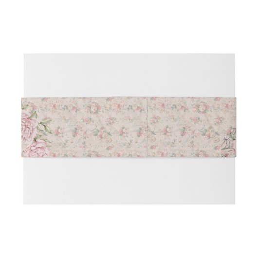 Blush Peony Wedding Uitnodigingen Wikkel (Achterkant Voorbeeld)