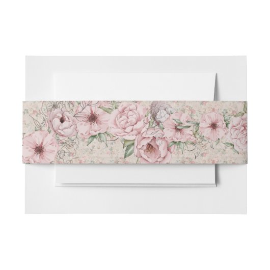 Blush Peony Wedding Uitnodigingen Wikkel (Voorkant Voorbeeld)