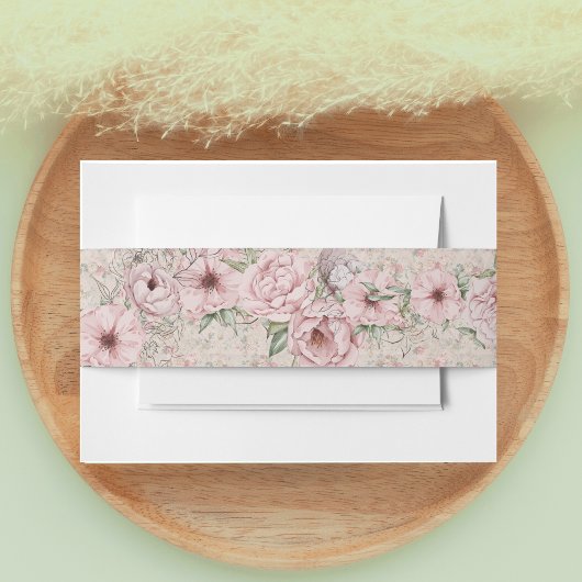  Blush Peony Wedding Uitnodigingen Wikkel