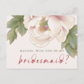 Blush Peony word Mijn Bridesmaid-voorstel Briefkaart (Voorkant)