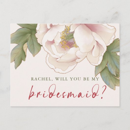 Blush Peony word Mijn Bridesmaid-voorstel Briefkaart (Voorkant)