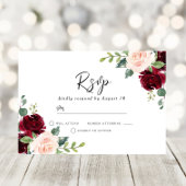 Blush Perfectie: Burgundy Blush Floral Waterverf RSVP Kaartje