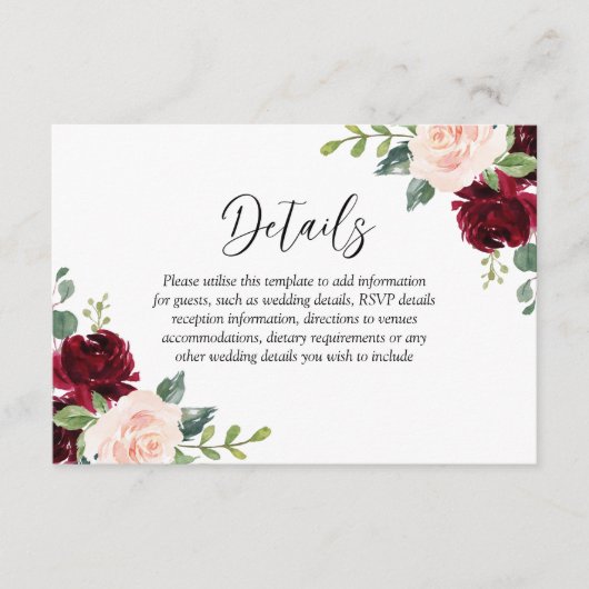 Blush Perfection: Waterverf Floral Wedding Informatiekaartje (Voorkant)