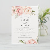 Blush Perony Floral Couples Shower Invite Bedankkaart (Staand voorkant)