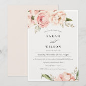 Blush Perony Floral Couples Shower Invite Bedankkaart (Voorkant / Achterkant)