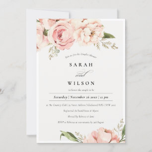Blush Perony Floral Couples Shower Invite Bedankkaart