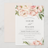 Blush Perony Floral Couples Shower Invite Bedankkaart (Voorkant / Achterkant)