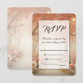 Blush Perzik Betoverde Bos Lantaarn Bruiloft RSVP Kaartje