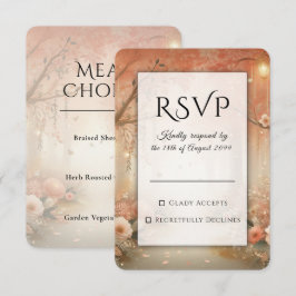 Blush Perzik Betoverde Bos Lantaarn Bruiloft RSVP Kaartje