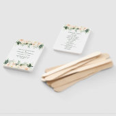 Blush, perzik bloemen + loof bruiloft handwaaier (Niet-gemonteerd)