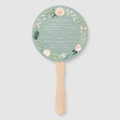 Blush, perzik bloemen + loof bruiloft handwaaier (Achterkant)