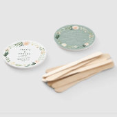 Blush, perzik bloemen + loof bruiloft handwaaier (Niet-gemonteerd)