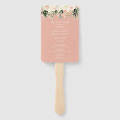 Blush, perzik bloemen + loof bruiloft handwaaier (Achterkant)