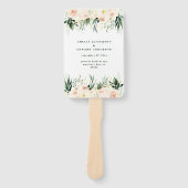 Blush, perzik bloemen + loof bruiloft handwaaier (Voorkant)