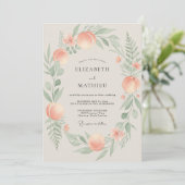 Blush Perzik Celadon Krans Bruiloft Kaart (Staand voorkant)