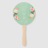 Blush Perzik Mint Waterverf Bloemen Welkomstbruilo Handwaaier (Achterkant)