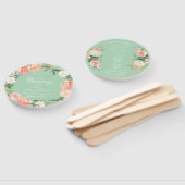 Blush Perzik Mint Waterverf Bloemen Welkomstbruilo Handwaaier (Niet-gemonteerd)