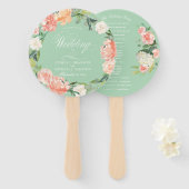 Blush Perzik Mint Waterverf Bloemen Welkomstbruilo Handwaaier (Voorkant en achterkant)