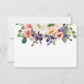 Blush Perzik Paarse Witte Bloemen Groen Bruiloft RSVP Kaartje (Achterkant)
