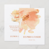 Blush perzik pioen elegante bruiloft bedankkaart (Voorkant / Achterkant)