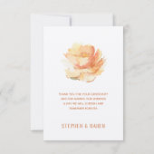 Blush perzik pioen elegante bruiloft bedankkaart (Achterkant)