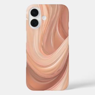 Blush Perzik Werveling – Elegant Vloeiend Marmer P iPhone 16 Hoesje