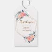 Blush perzikfloral baby shower bedankt cadeaulabel (Achterkant)