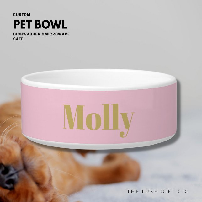 Blush Pet Bowl met aangepaste naam Voerbakje (Creator heeft geüpload)